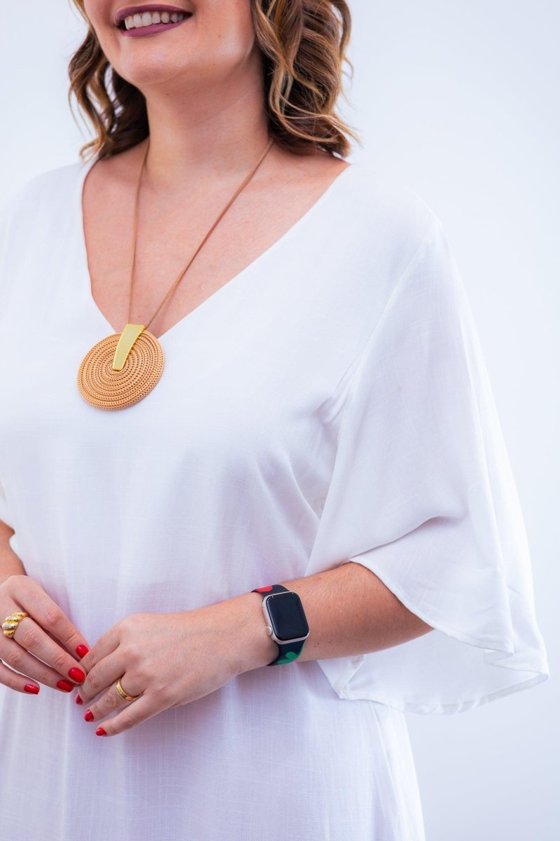 Vestido Sabrina - Decote V Manga Morcego em Viscolinho