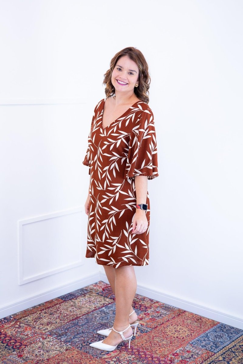 Vestido Sabrina - Decote V Manga Morcego em Viscolinho