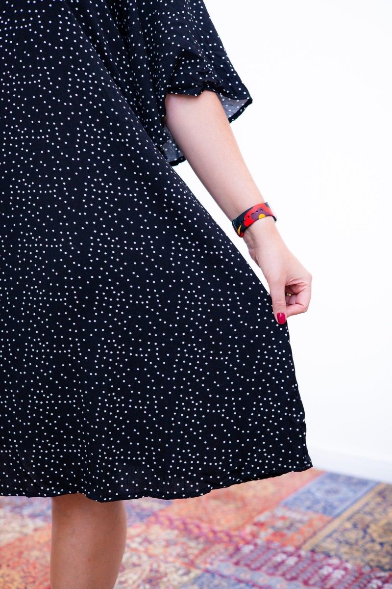 Vestido Sabrina - Decote V Manga Morcego em Viscolinho