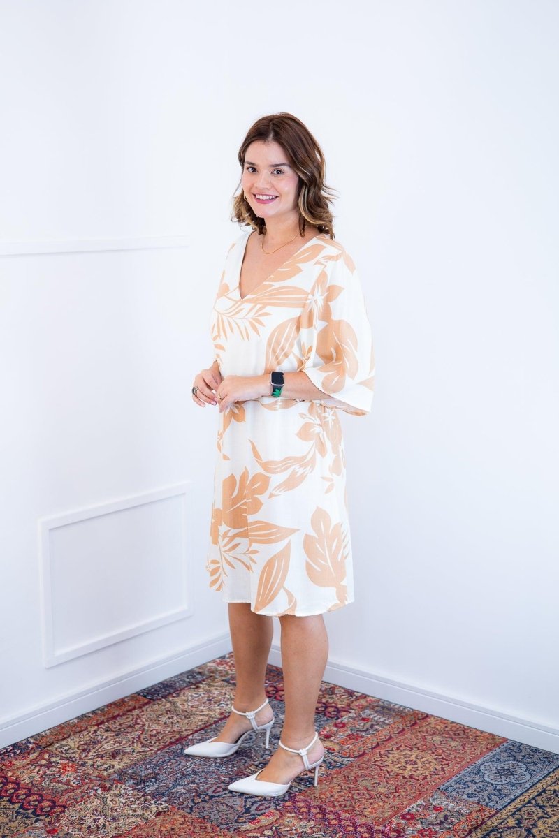 Vestido Sabrina - Decote V Manga Morcego em Viscolinho