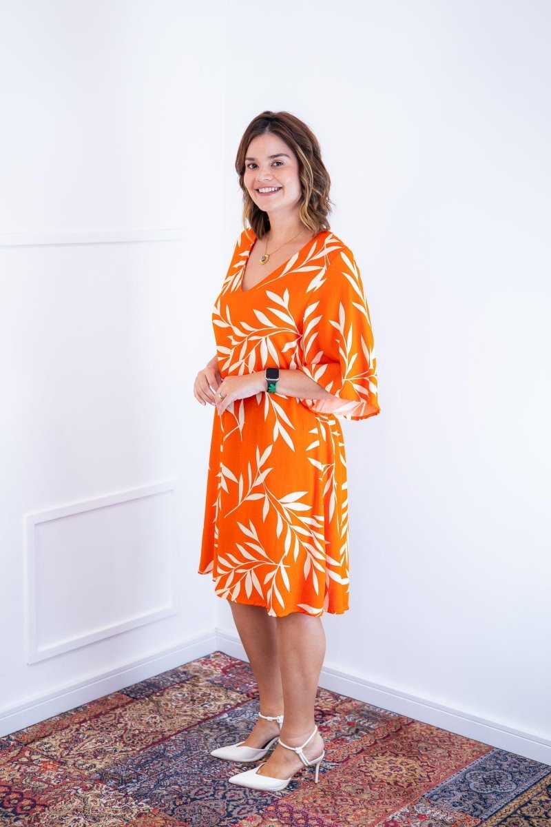 Vestido Sabrina - Decote V Manga Morcego em Viscolinho