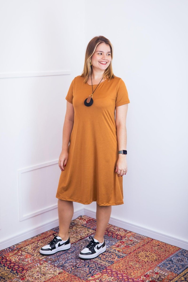 Vestido Sara - Malha Confort Midi com Manga