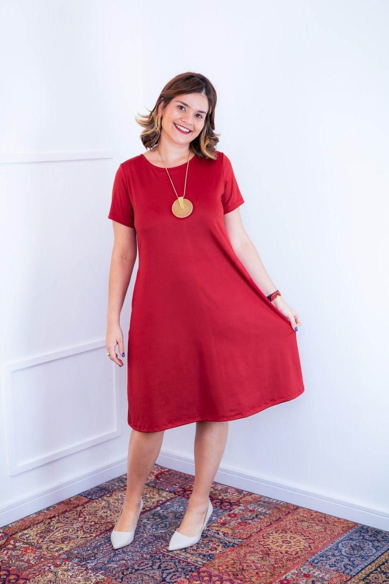 Vestido Sara - Malha Confort Midi com Manga