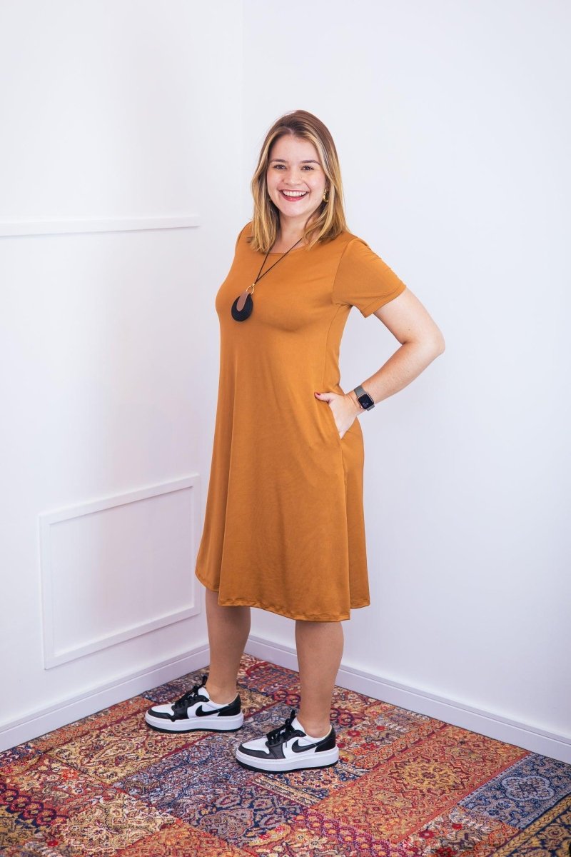 Vestido Sara - Malha Confort Midi com Manga