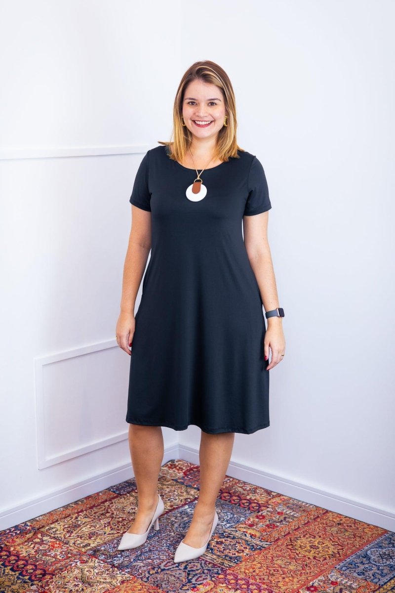 Vestido Sara - Malha Confort Midi com Manga