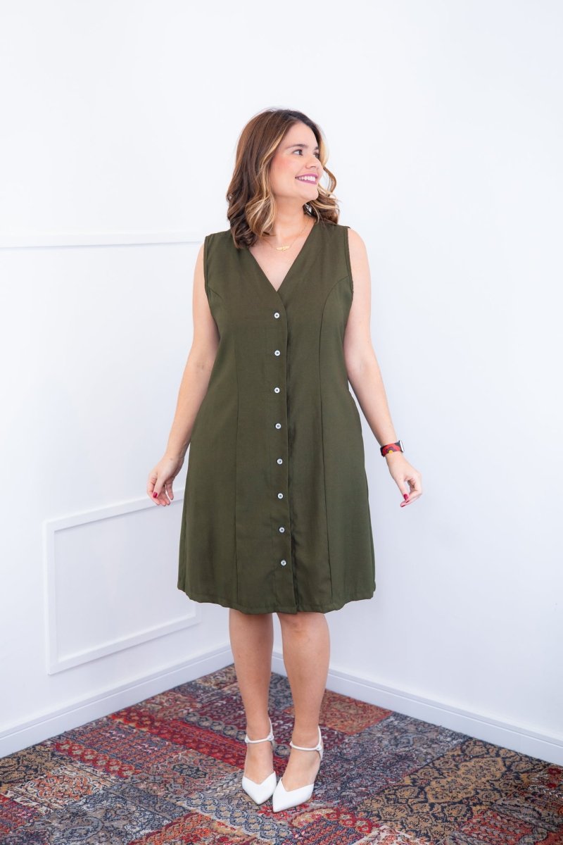 Vestido Vanessa – Midi Regata Ajustável em Viscose Marrant