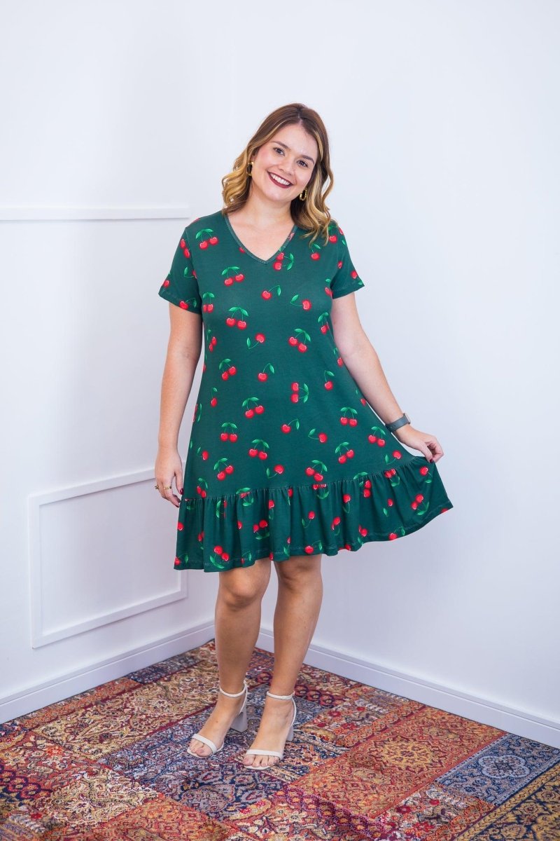 Vestido Verona - Babado Gola V e Manga Curta