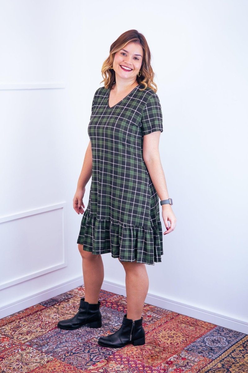 Vestido Verona - Babado Gola V e Manga Curta