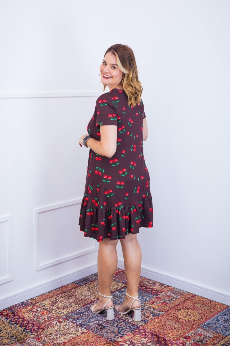 Vestido Verona - Babado Gola V e Manga Curta