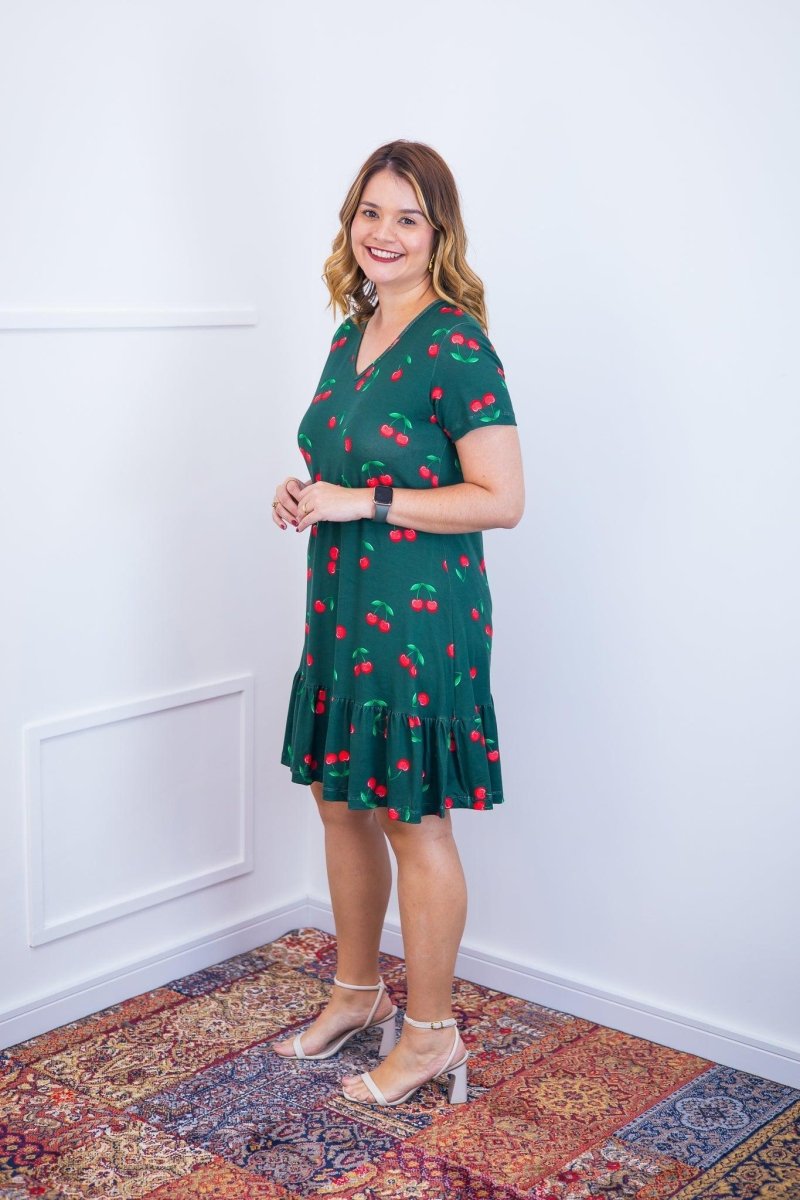 Vestido Verona - Babado Gola V e Manga Curta