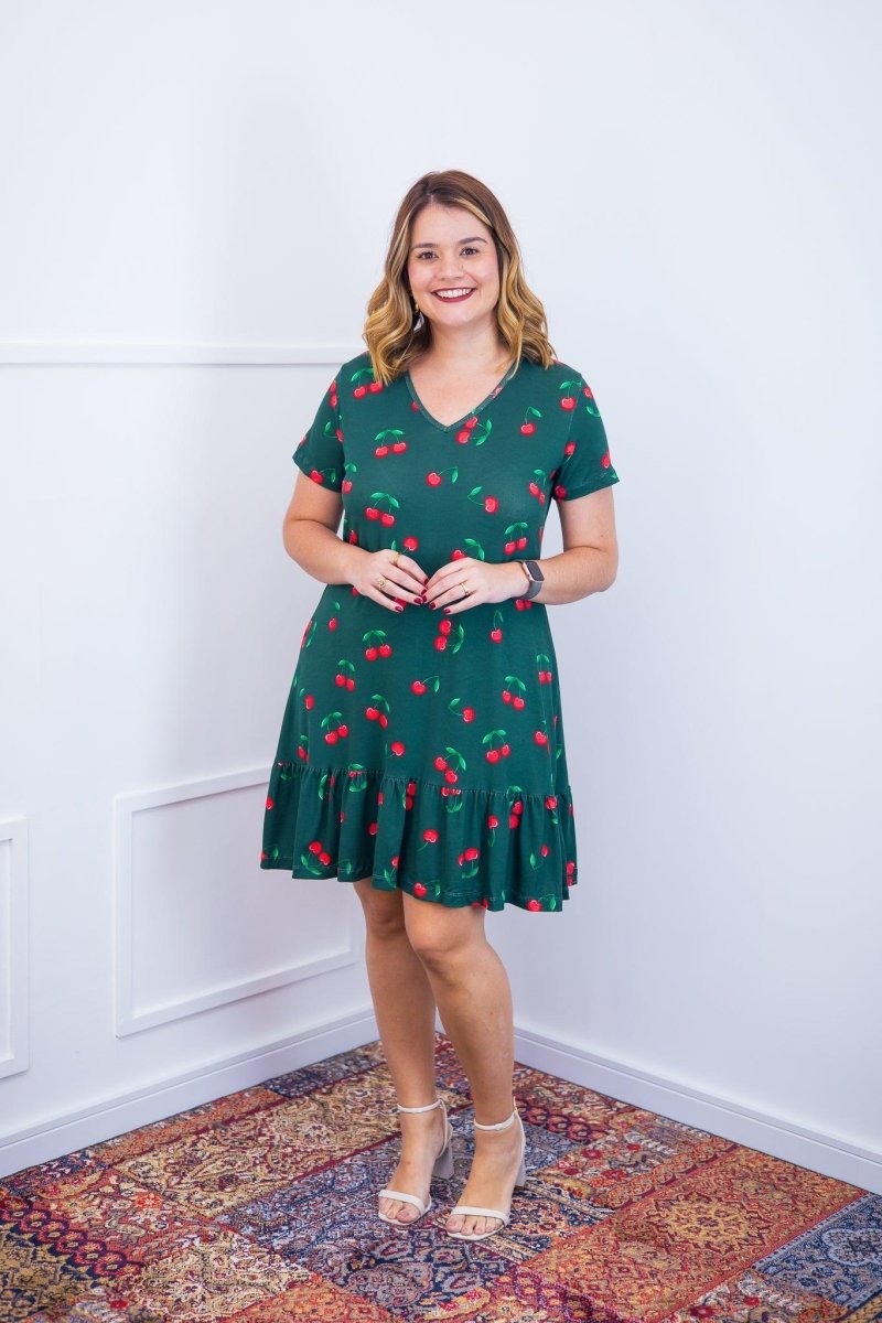 Vestido Verona - Babado Gola V e Manga Curta