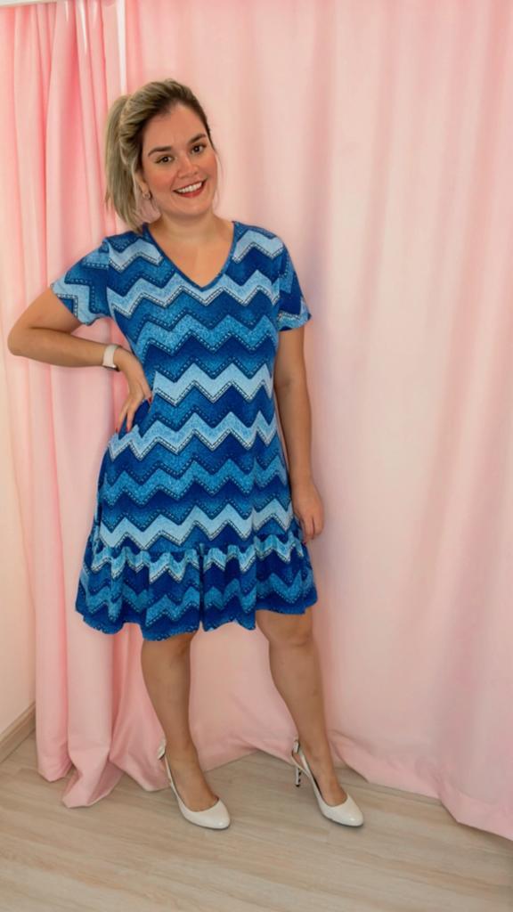 Vestido Verona - Babado Gola V e Manga Curta