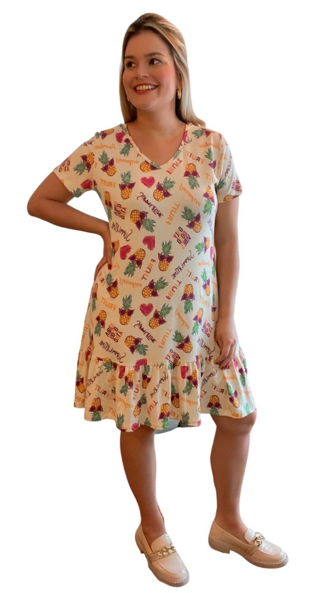 Vestido Verona - Babado Gola V e Manga Curta