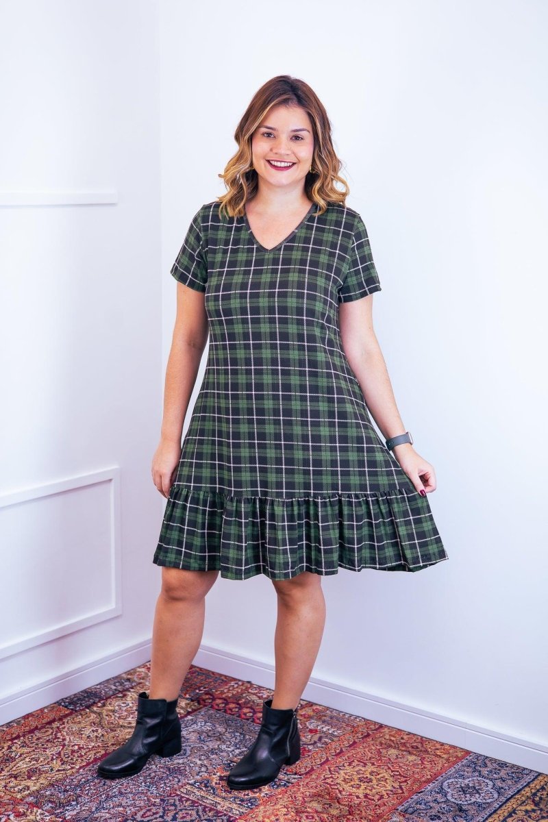 Vestido Verona - Babado Gola V e Manga Curta