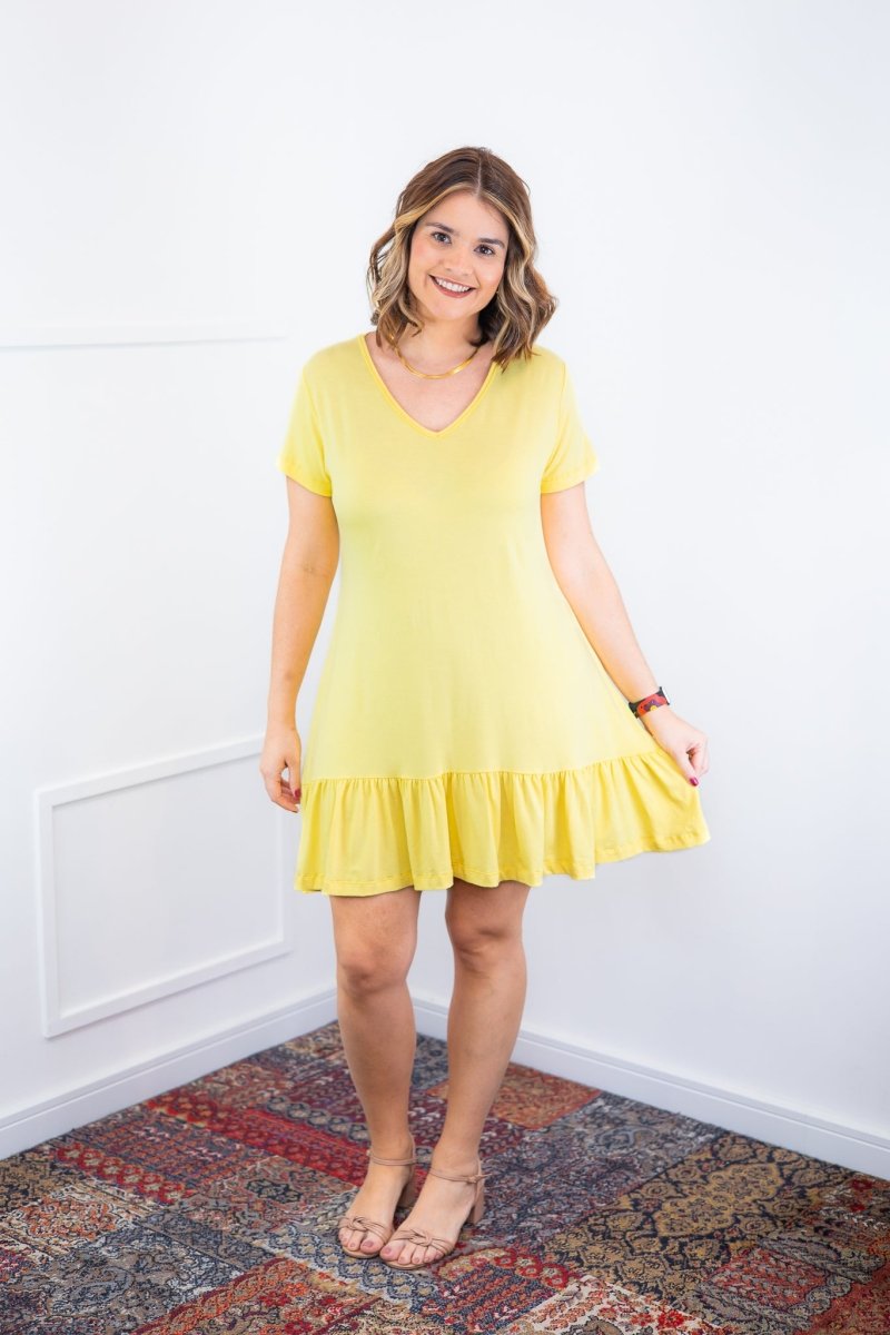 Vestido Verona - Babado Gola V e Manga Curta