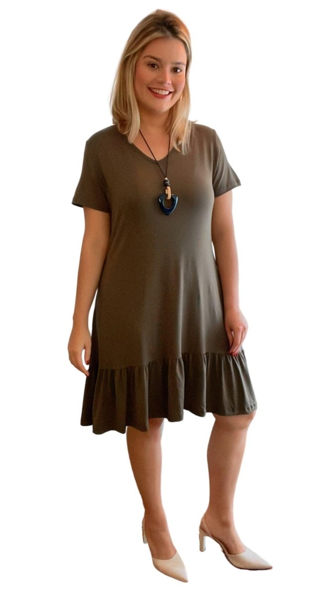 Vestido Verona - Babado Gola V e Manga Curta