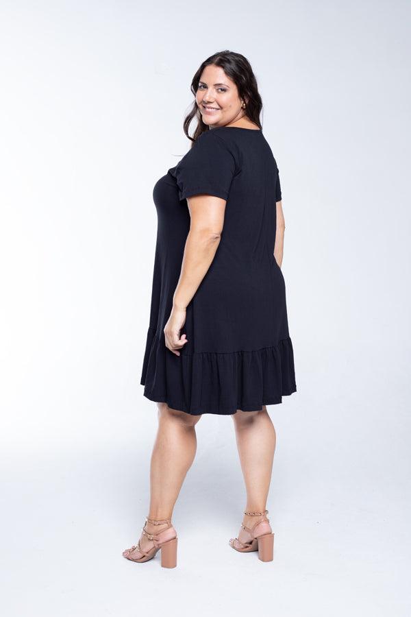 Vestido Verona - Babado Gola V e Manga Curta