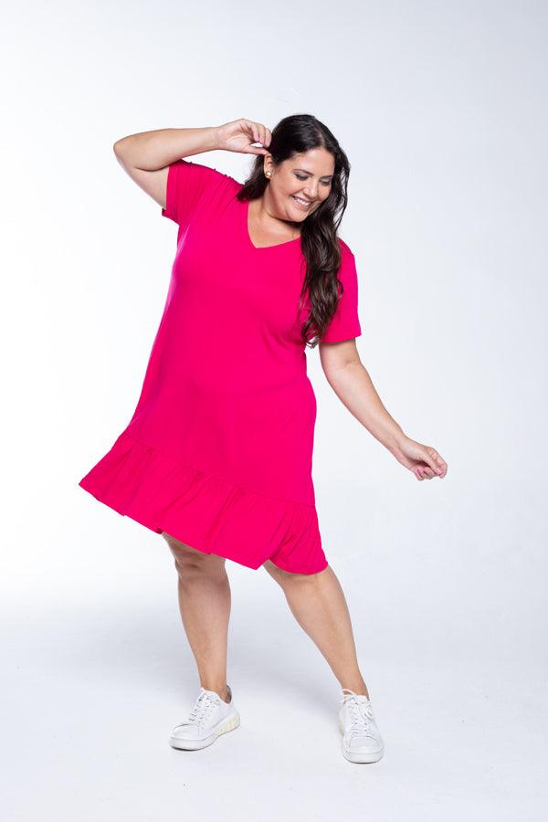 Vestido Verona - Babado Gola V e Manga Curta