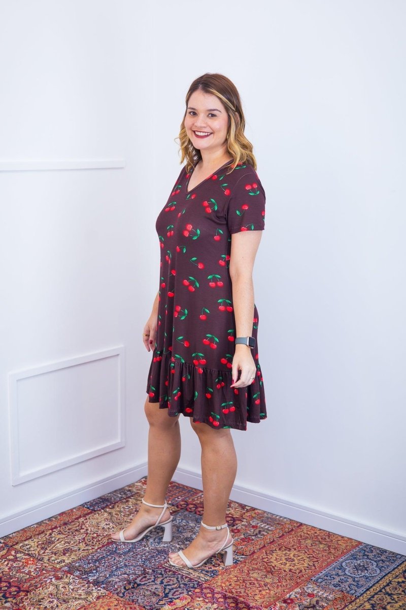 Vestido Verona - Babado Gola V e Manga Curta