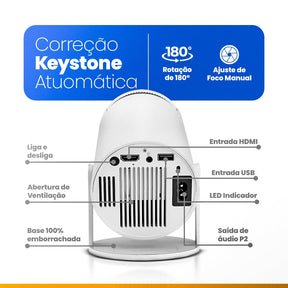 CineFlix™ - Projetor Portátil 4K + Tela 200 Polegadas (Brinde)