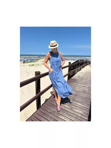 Vestido Regata Em Linho 100% Italiano