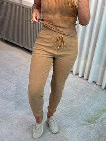 Calça De Tricô Com Barra Italiana