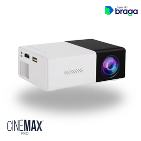 CineMax PRO™ - Mini Projetor Portátil 4K HD + Tela 200 Polegadas (Brinde)