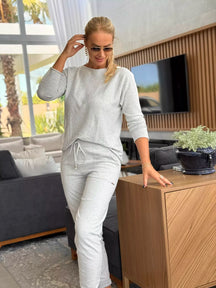 Calça De Tricô Com Barra Italiana