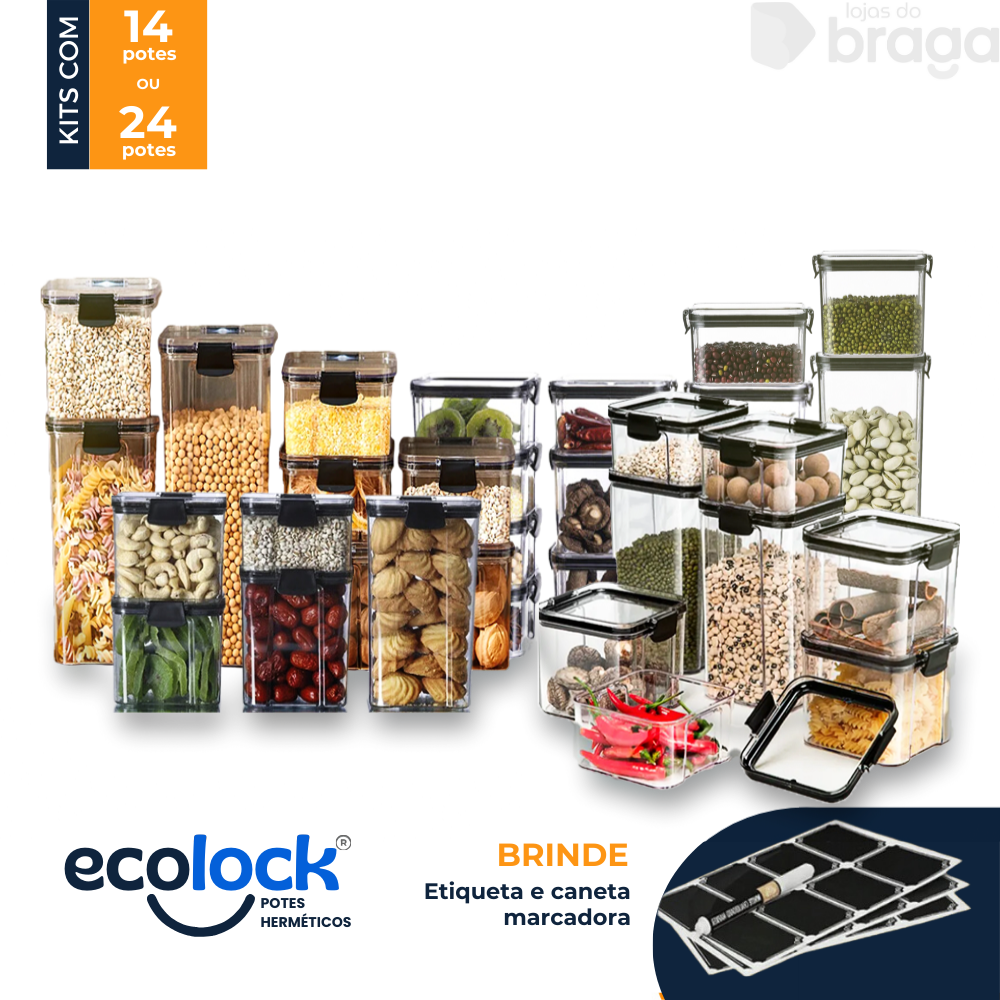 EcoLock® - Kit Potes Herméticos de Vidro + (Brindes Exclusivos)