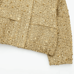 Casaco Dourado de Tweed com Brilho para Festa – Jolivet