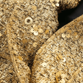 Casaco Dourado de Tweed com Brilho para Festa – Jolivet