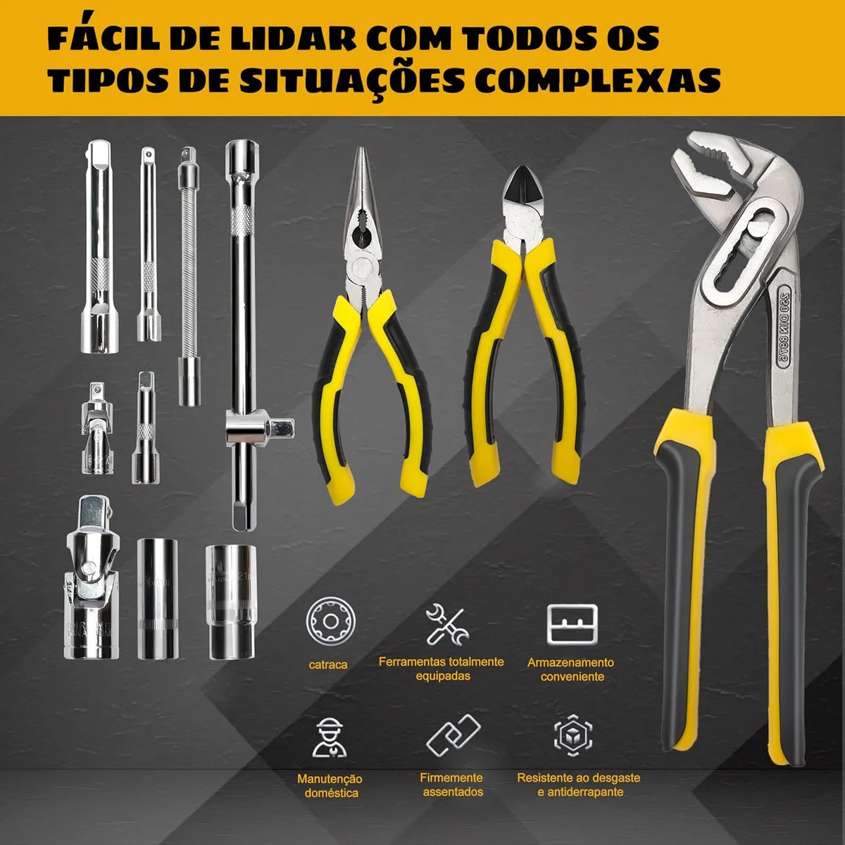 🔥Kit Jogo De Ferramenta Maleta 110 Peças Soquete Chave Preto - Premium🔥