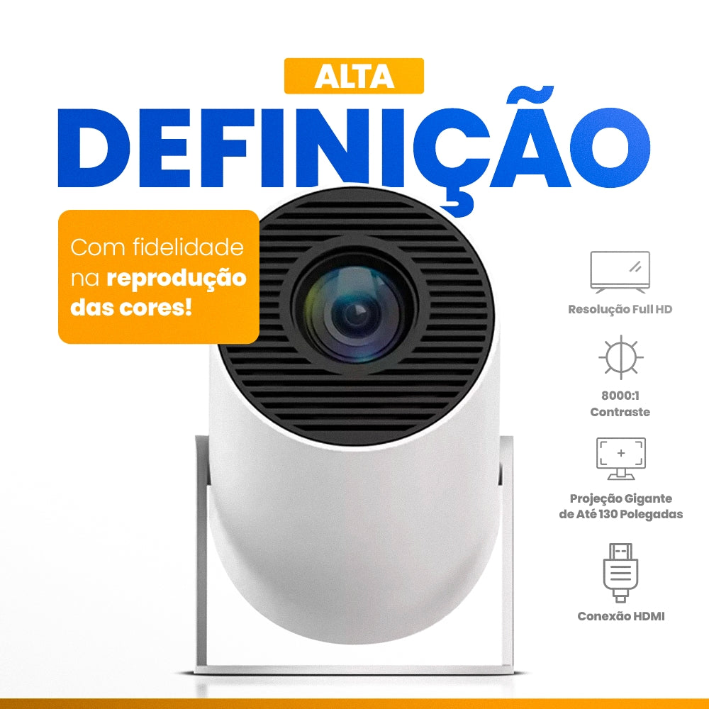CineFlix™ - Projetor Portátil 4K + Tela 200 Polegadas (Brinde)