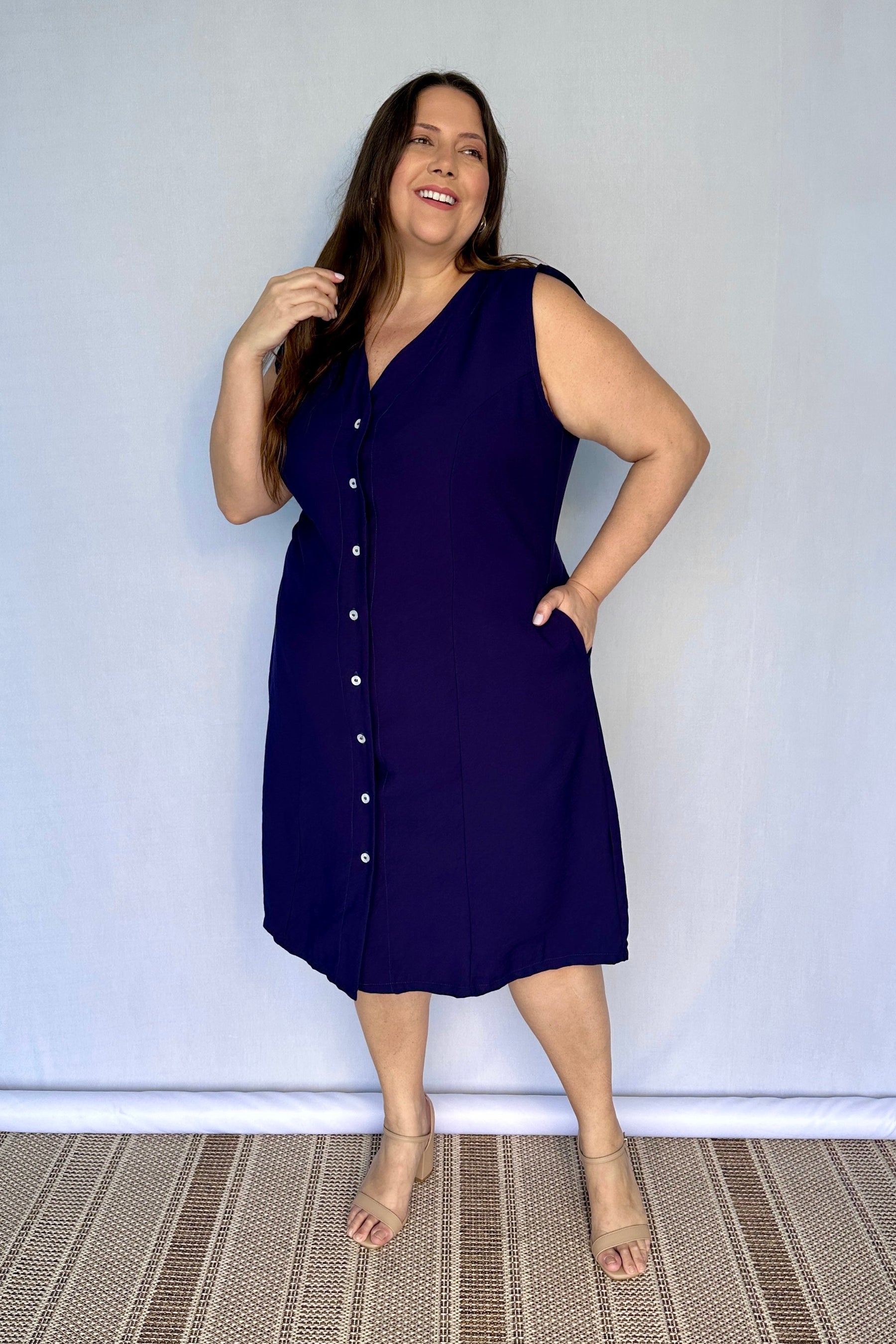 Vestido Vanessa – Midi Regata Ajustável em Viscose Marrant