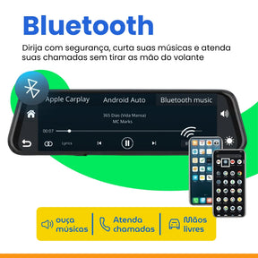 SmartVision PRO™ – Retrovisor Multimídia com [CÂMERA DE RÉ + FRONTAL]