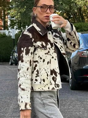 Jaqueta Trucker de Couro Eco Animal Print – Maison