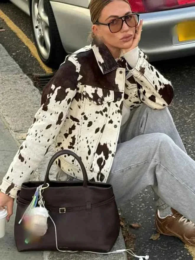Jaqueta Trucker de Couro Eco Animal Print – Maison