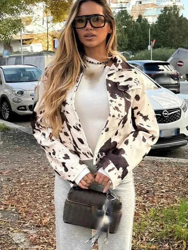 Jaqueta Trucker de Couro Eco Animal Print – Maison