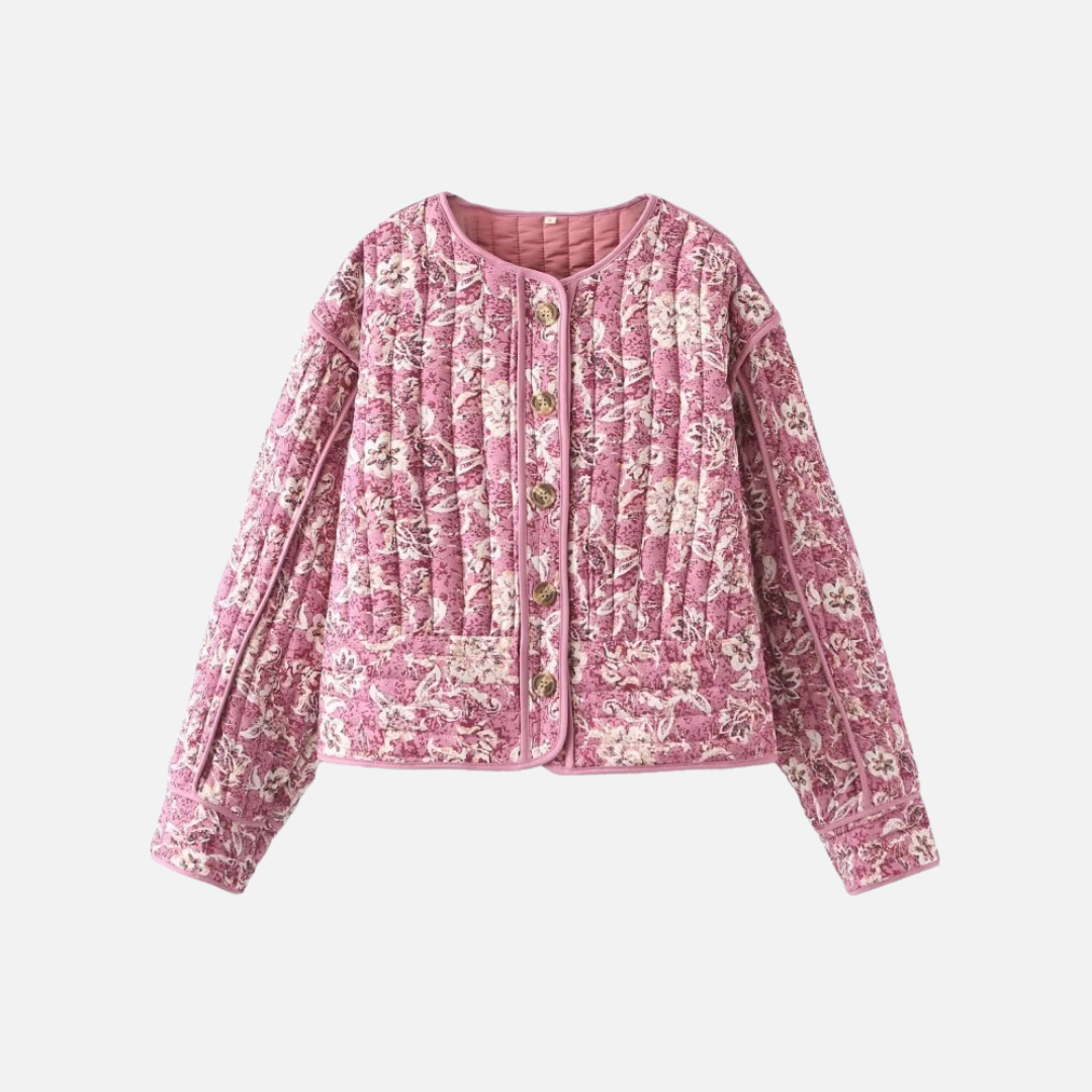 Jaqueta Matelassê Floral com Gola Redonda – Mist