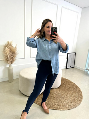 Calça Canelada com Pezinho e blackout