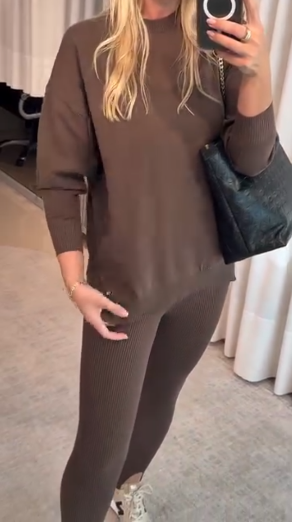 Conjunto em algodão Marrom