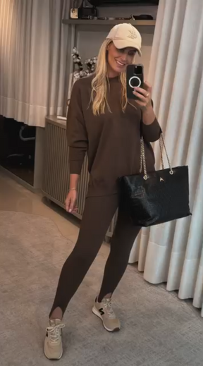 Conjunto em algodão Marrom