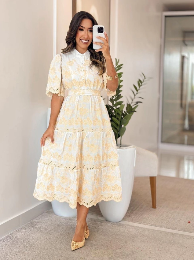 Vestido Viscolinho Bordado