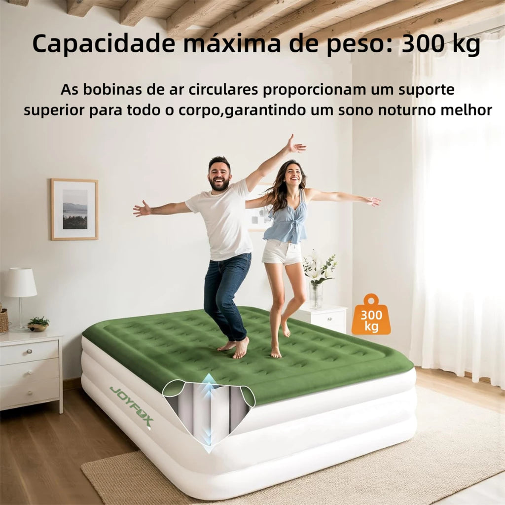 🔥Colchão Inflável Queen Casal Cama De Campanha Bomba Inflável Com Bateria De Lítio Integrada JOYFOX - Oferta limitada!🔥