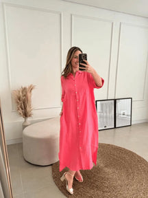 Chemise Giovana Lisa Longa e Mullet Linho Italiano