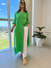 Chemise Giovana Lisa Longa e Mullet Linho Italiano