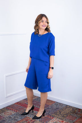 Conjunto Dulce –  Blusa Oversized e Bermuda com Bolsos em Linho Light