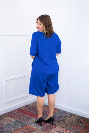 Conjunto Dulce –  Blusa Oversized e Bermuda com Bolsos em Linho Light