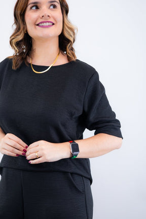 Conjunto Dulce –  Blusa Oversized e Bermuda com Bolsos em Linho Light