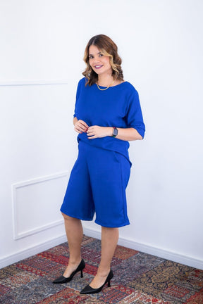 Conjunto Dulce –  Blusa Oversized e Bermuda com Bolsos em Linho Light